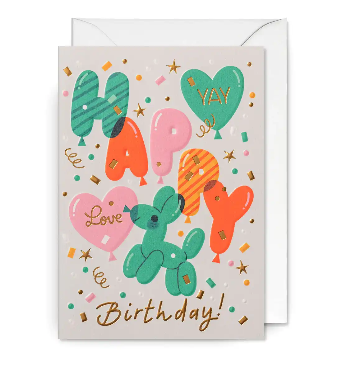 Happy Birthday Balloons & Confetti Greeting Card