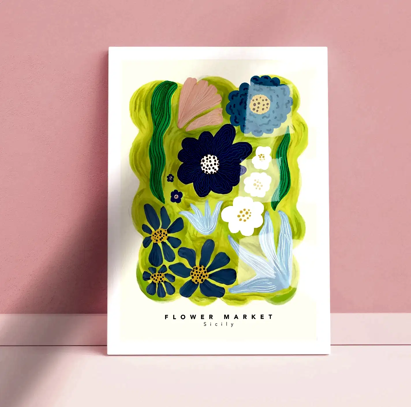 Blue Flower Market Print