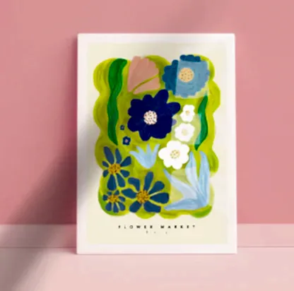 Blue Flower Market Print