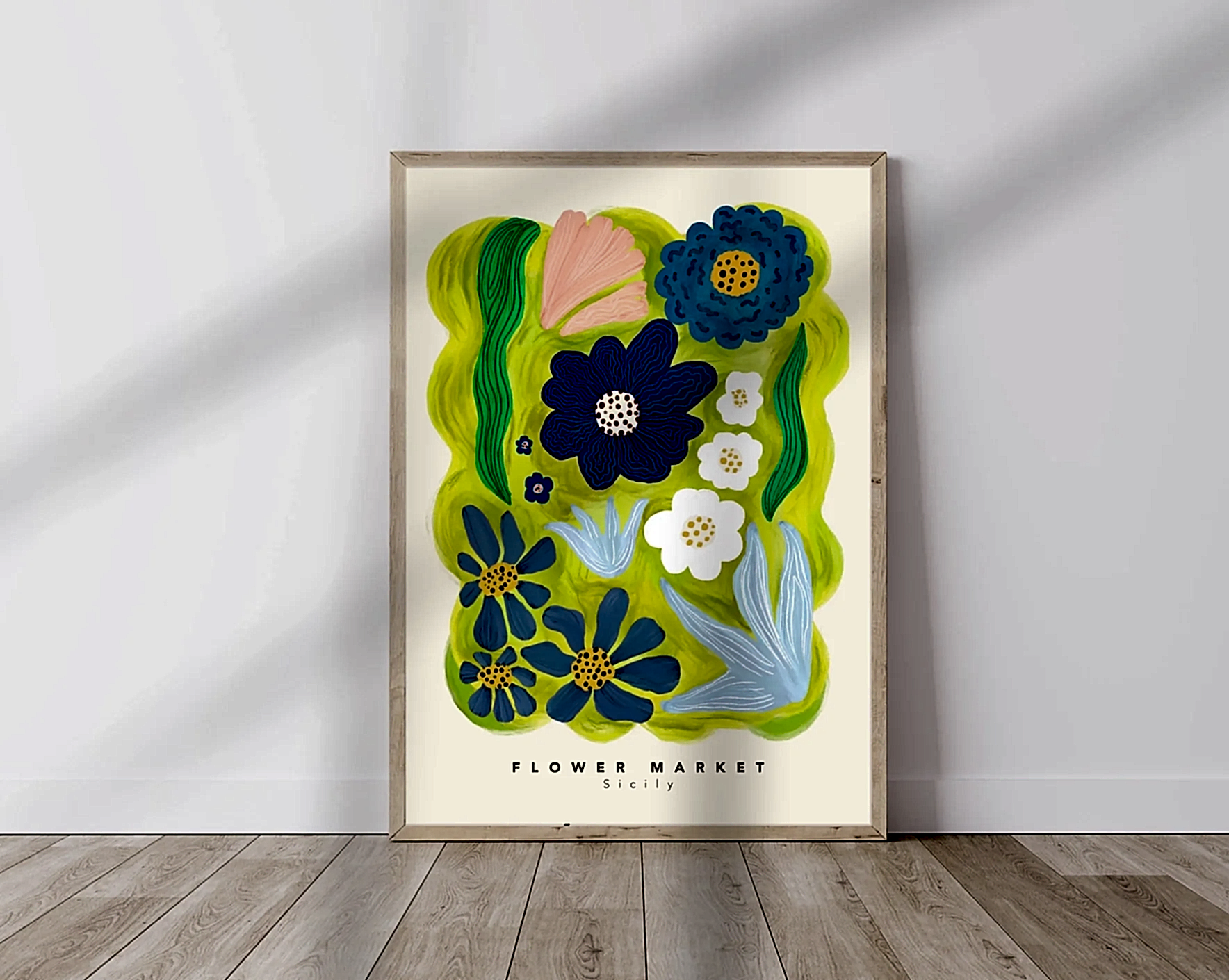 Blue Flower Market Print