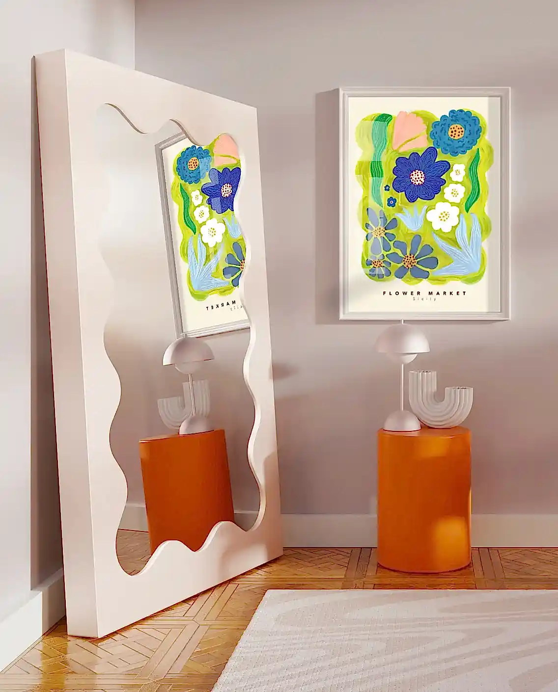 Blue Flower Market Print