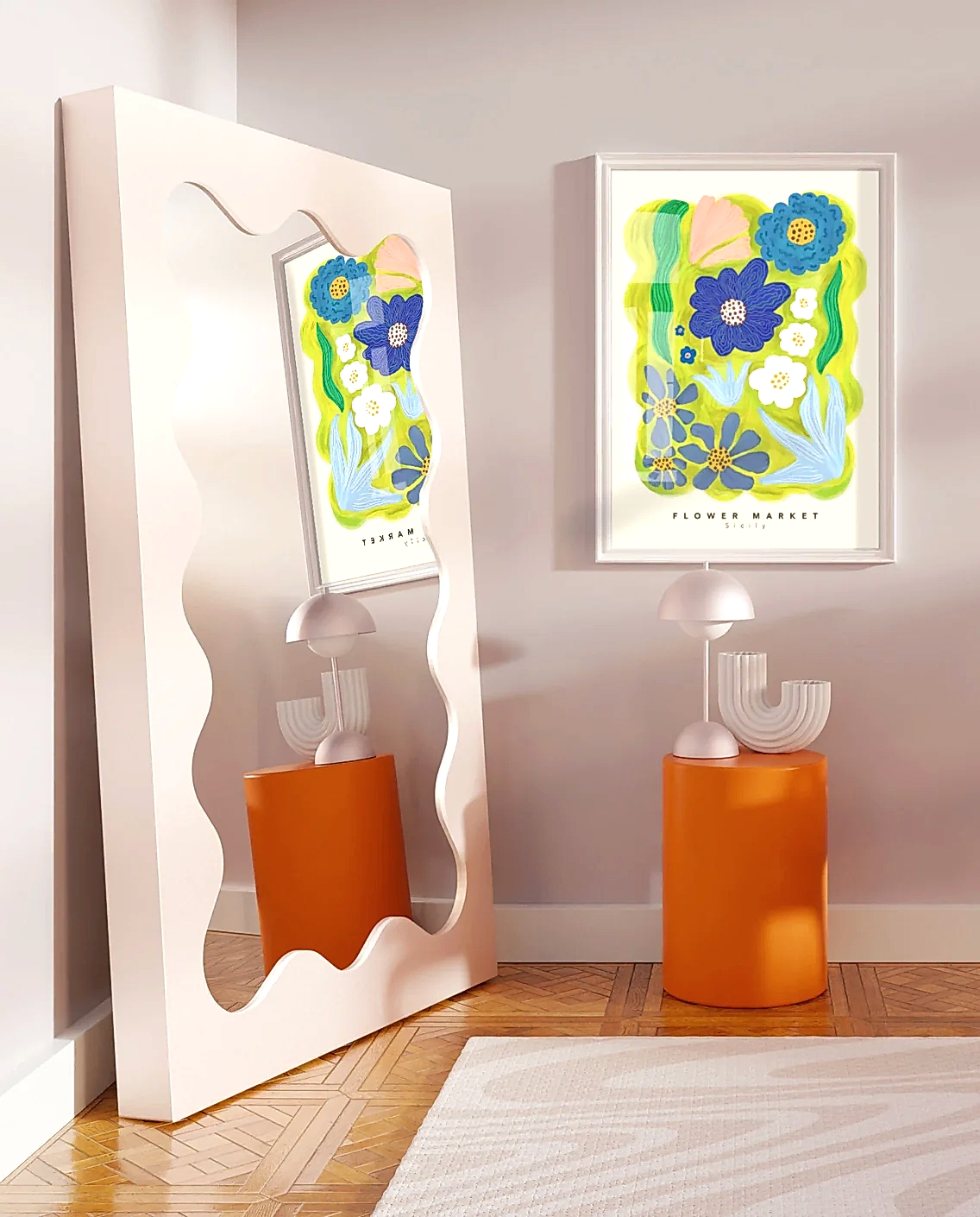 Blue Flower Market Print
