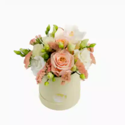 Hat Box - White &amp; Peach
