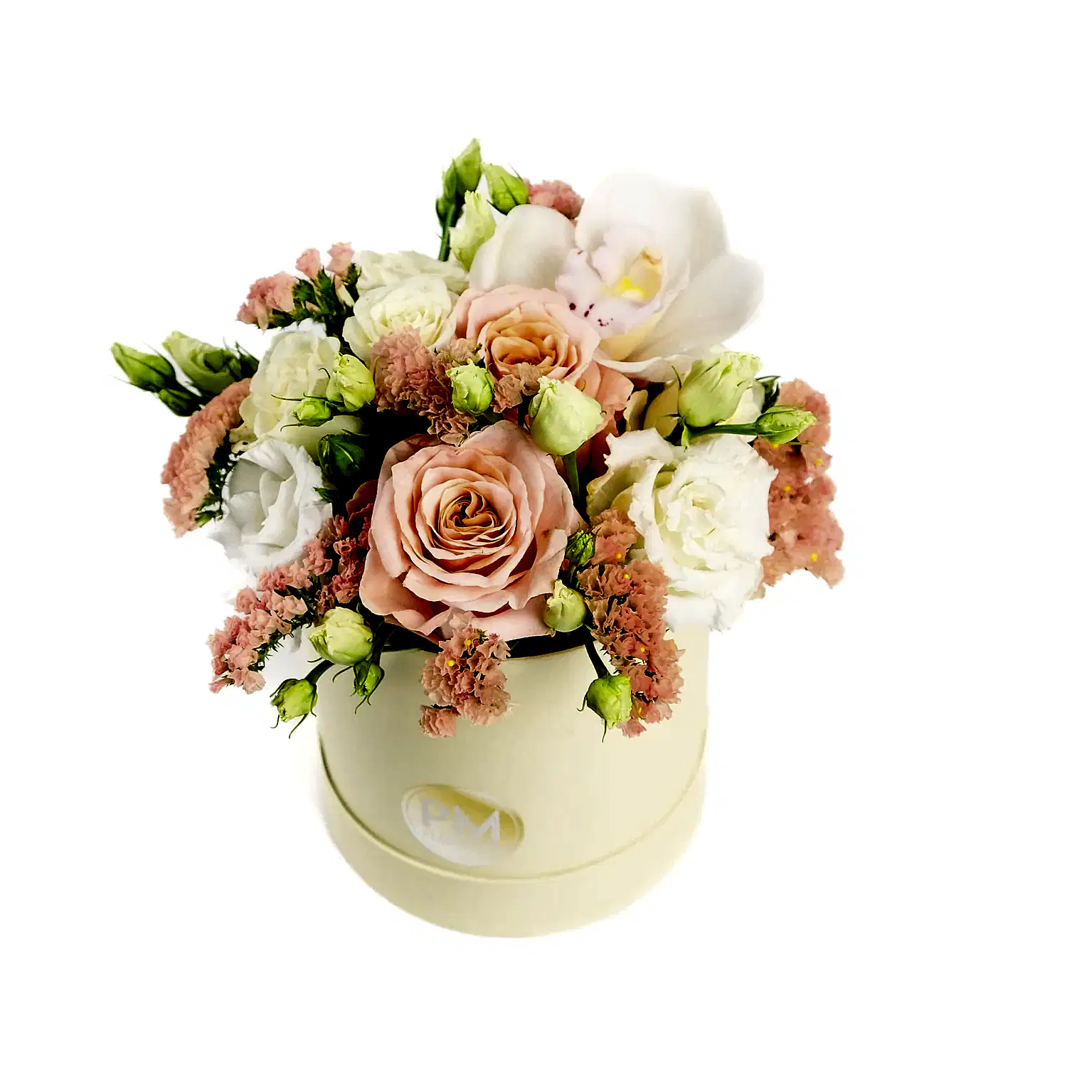Hat Box - White &amp; Peach