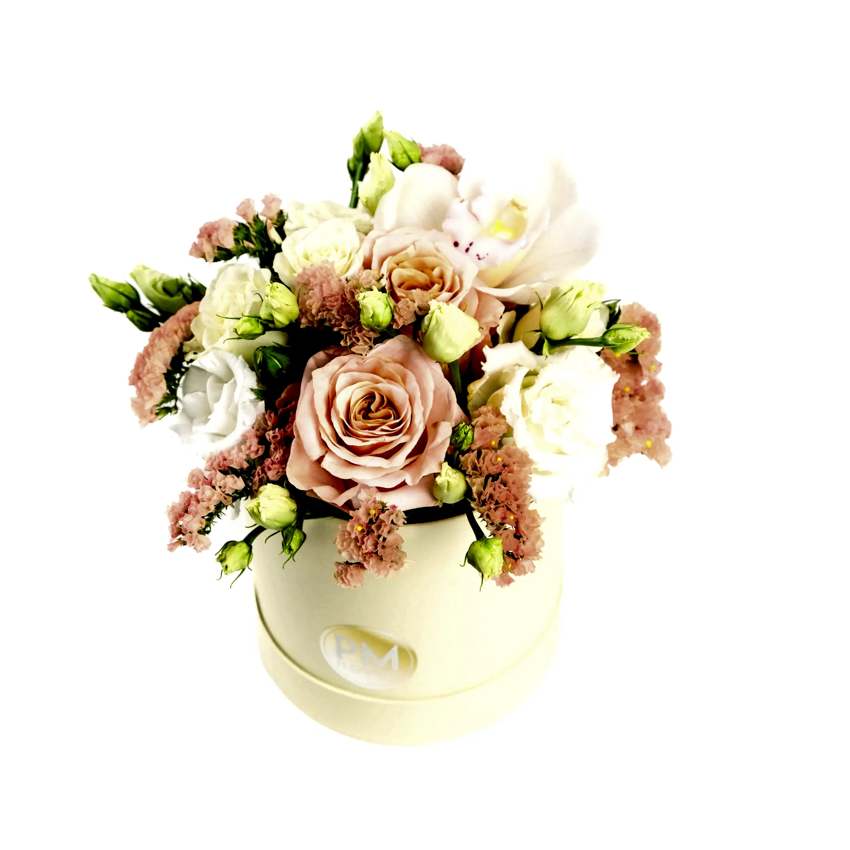Hat Box - White & Peach