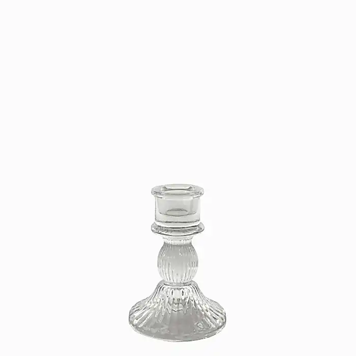 Clear Glass Candlestick 10.5cm