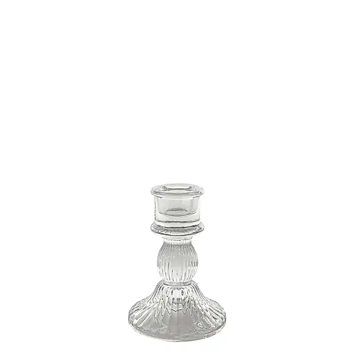 Clear Glass Candlestick 10.5cm