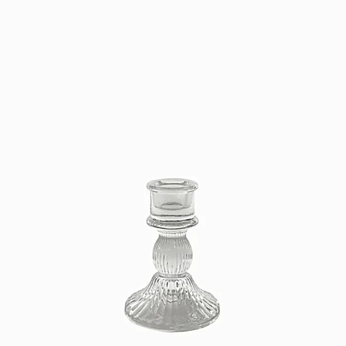 Clear Glass Candlestick 10.5cm