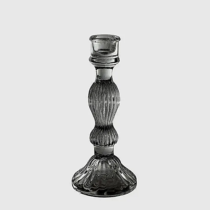Clear Glass Candlestick 20cm