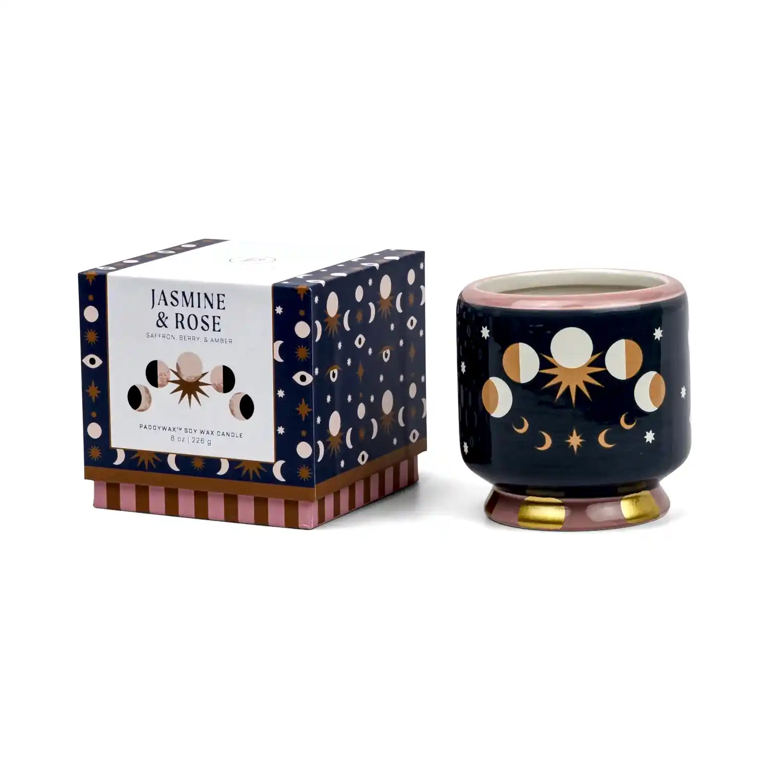 Adopo Jasmine &amp; Rose Moon Phases Candle - 226g